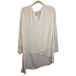 Joseph Ribkoff Blouse Women's Size US 16 UK 18 Asymmetrical Flowy Hi Low White